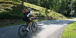 biker on road