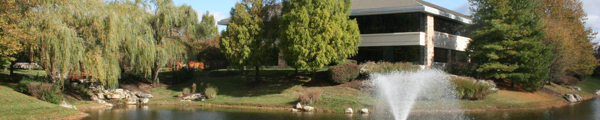office park with waterfountain