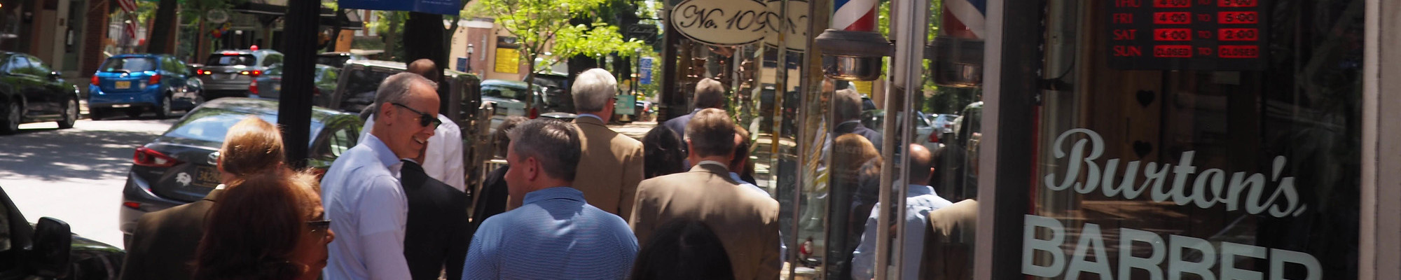 people outside store fronts